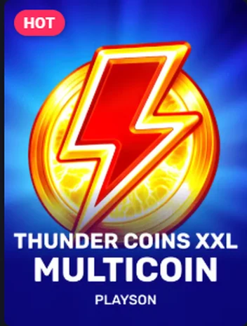 Thunder Coins XXL Multicoin by Playson, a hold and win coin collection pokie